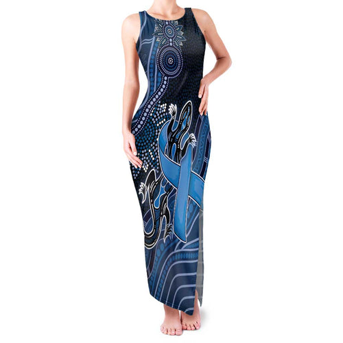 Personalised Autism Awareness Family Matching Tank Maxi Dress and Hawaiian Shirt Hope Ribbon And Aboriginal Patterns