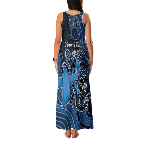 Personalised Autism Awareness Family Matching Tank Maxi Dress and Hawaiian Shirt Hope Ribbon And Aboriginal Patterns