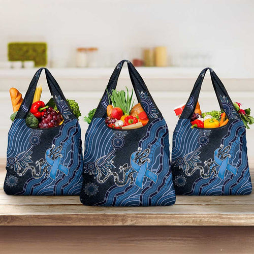 Autism Awareness Grocery Bag Hope Ribbon And Aboriginal Patterns