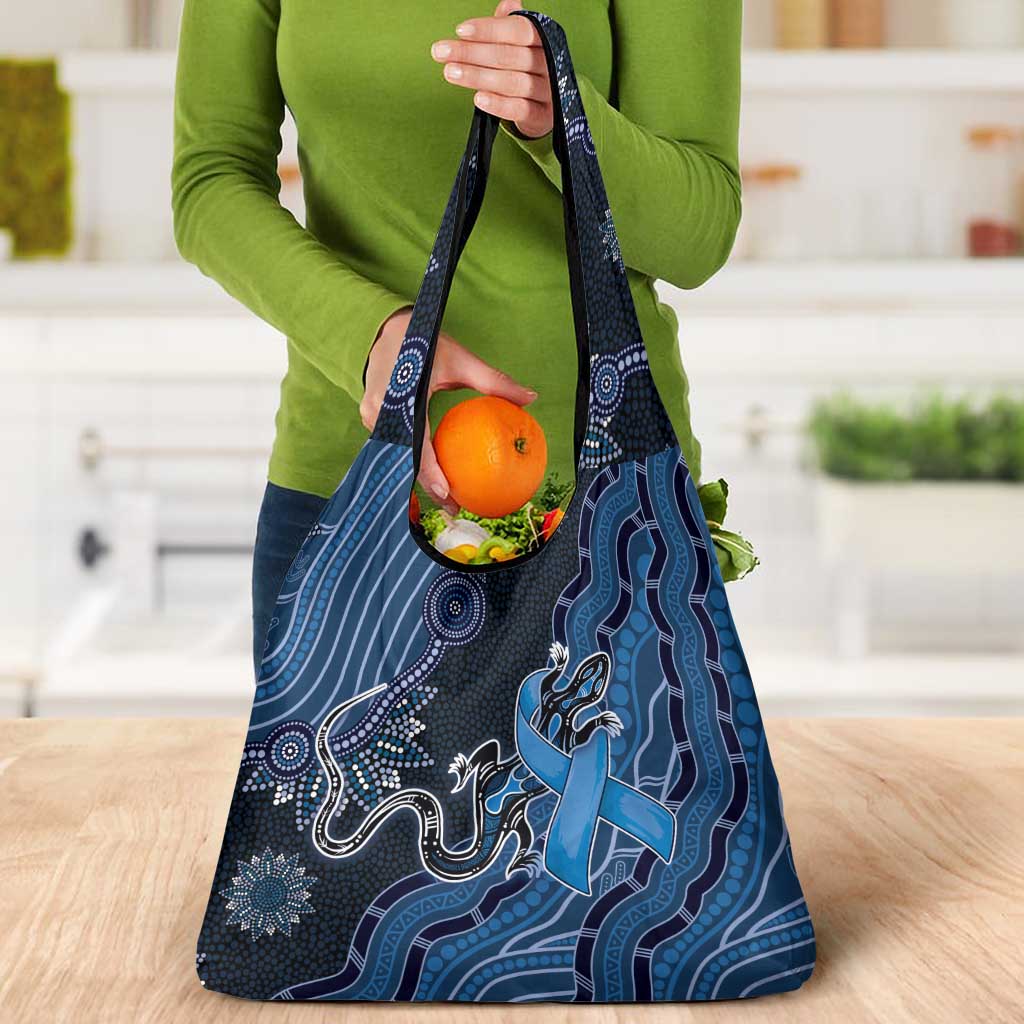 Autism Awareness Grocery Bag Hope Ribbon And Aboriginal Patterns