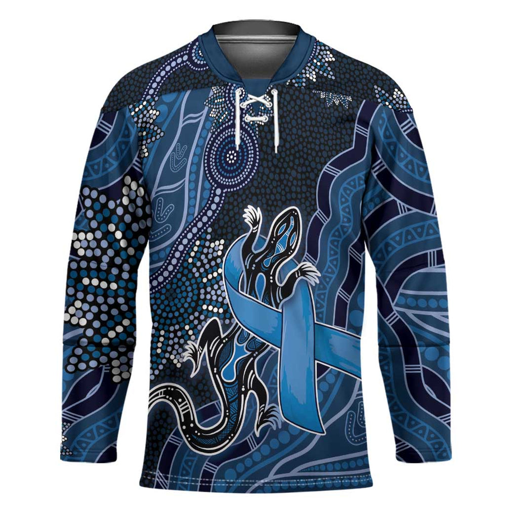 Personalised Autism Awareness Hockey Jersey Hope Ribbon And Aboriginal Patterns