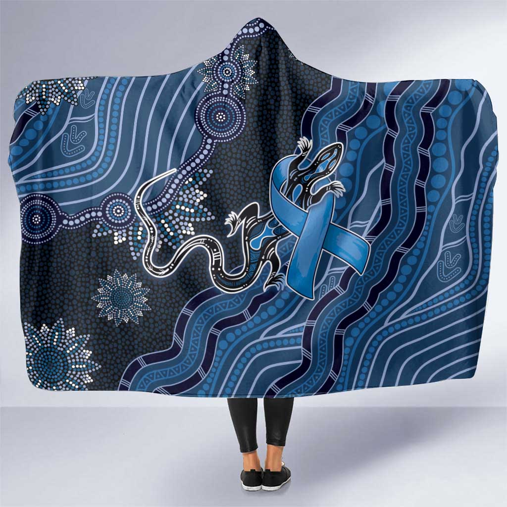Autism Awareness Hooded Blanket Hope Ribbon And Aboriginal Patterns