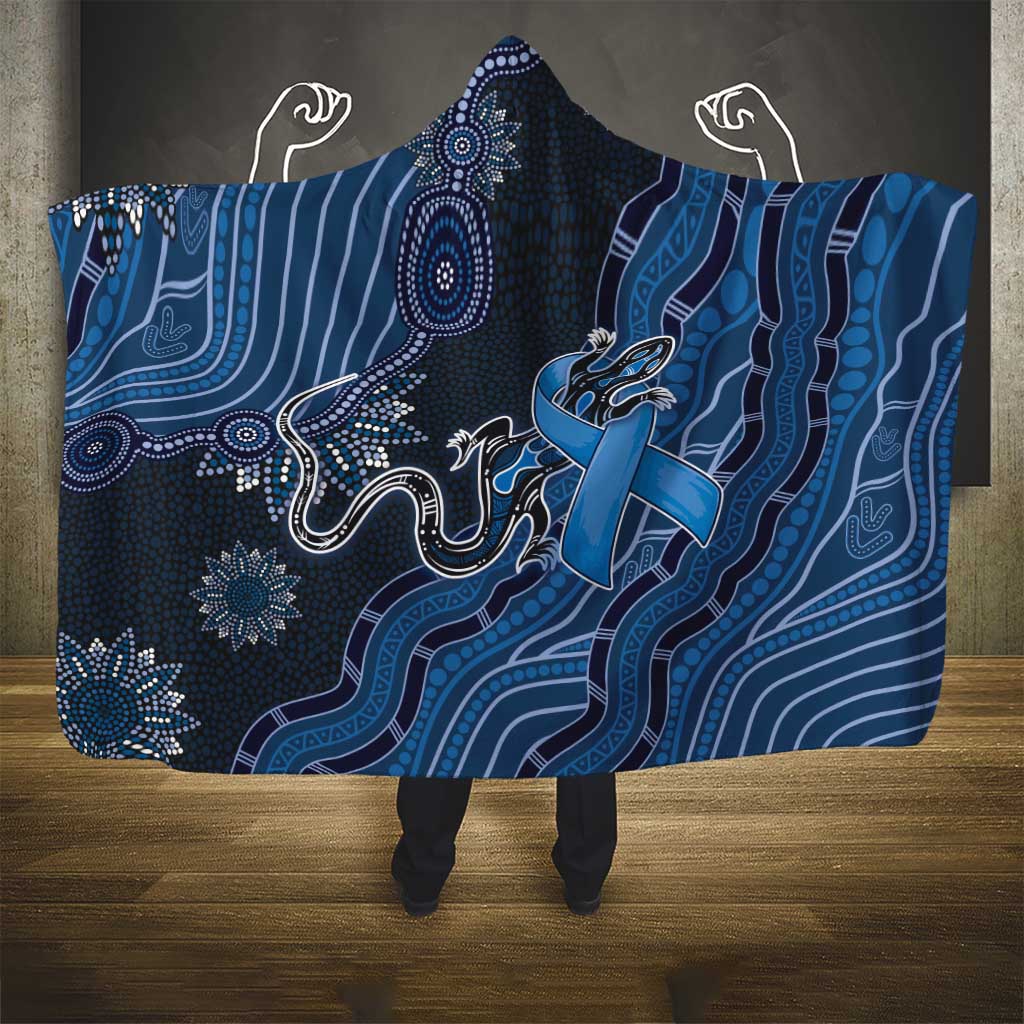Autism Awareness Hooded Blanket Hope Ribbon And Aboriginal Patterns