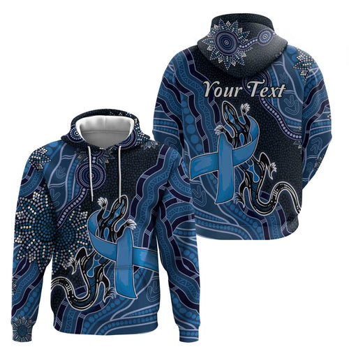 Personalised Autism Awareness Hoodie Hope Ribbon And Aboriginal Patterns