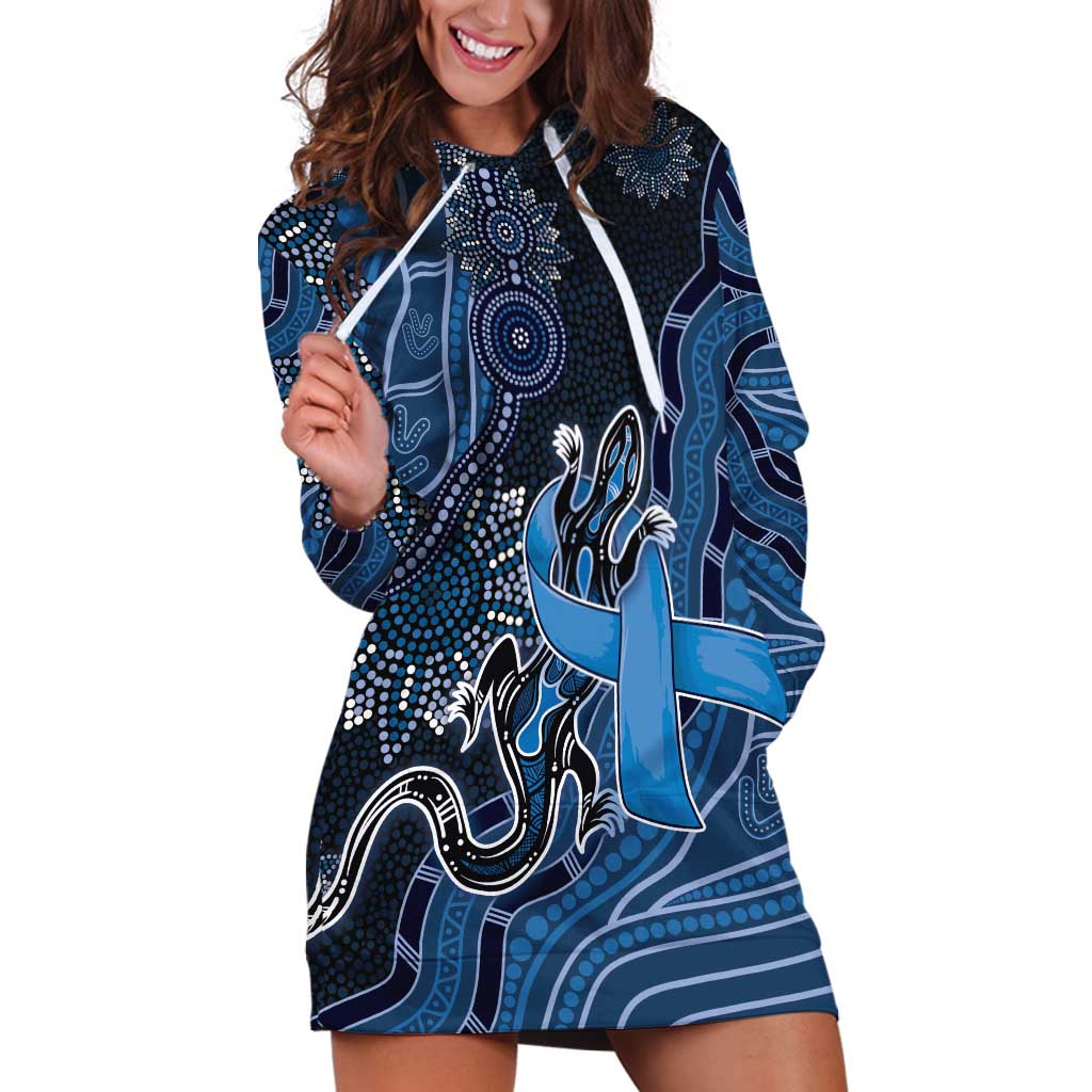 Personalised Autism Awareness Hoodie Dress Hope Ribbon And Aboriginal Patterns