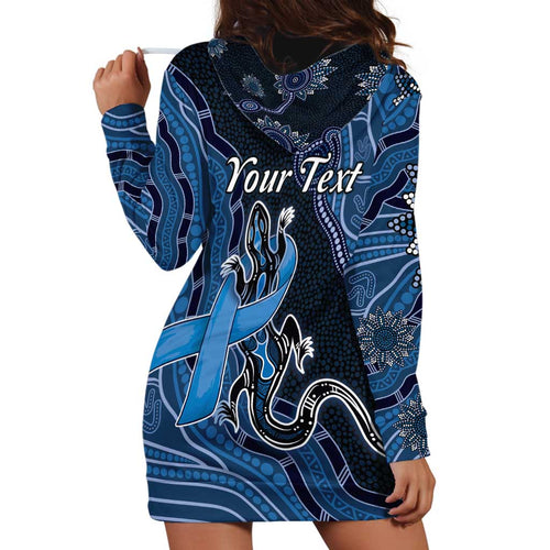 Personalised Autism Awareness Hoodie Dress Hope Ribbon And Aboriginal Patterns