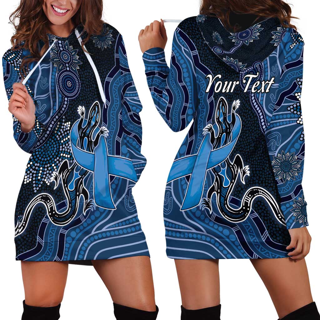 Personalised Autism Awareness Hoodie Dress Hope Ribbon And Aboriginal Patterns