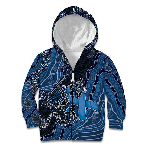 Personalised Autism Awareness Kid Hoodie Hope Ribbon And Aboriginal Patterns