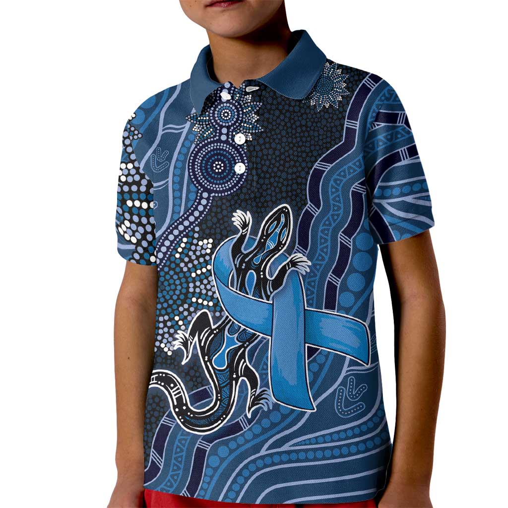 Personalised Autism Awareness Kid Polo Shirt Hope Ribbon And Aboriginal Patterns