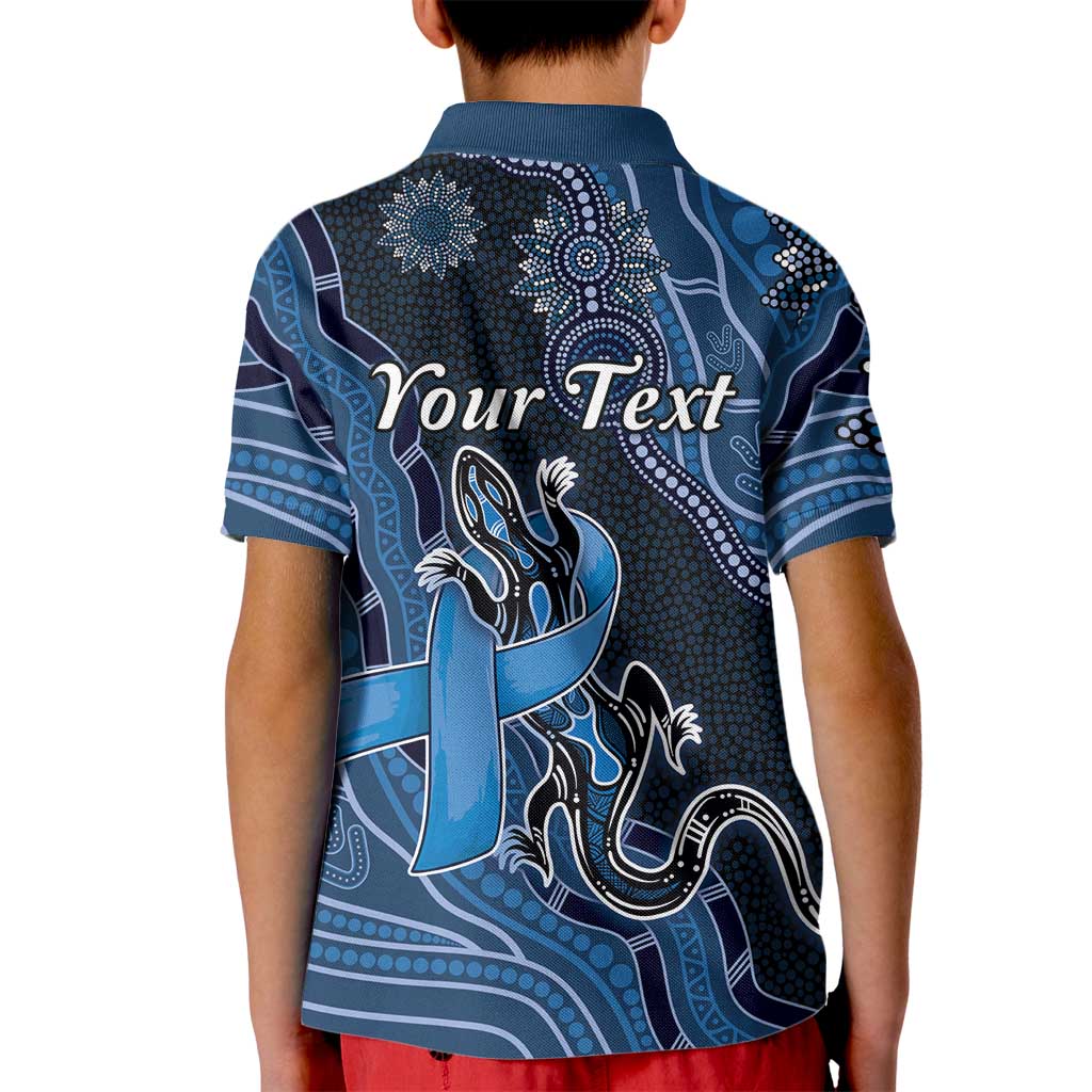 Personalised Autism Awareness Kid Polo Shirt Hope Ribbon And Aboriginal Patterns