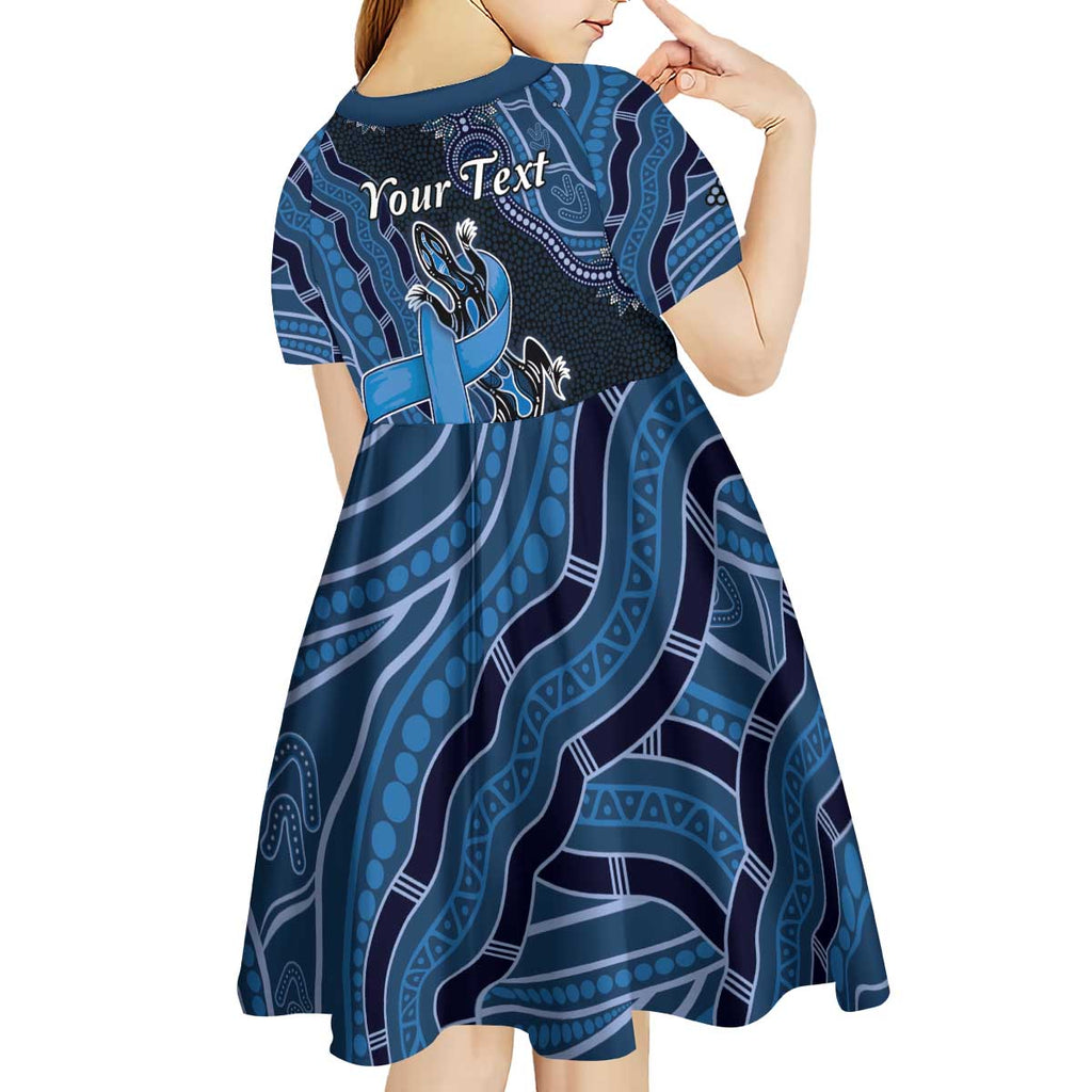 Personalised Autism Awareness Kid Short Sleeve Dress Hope Ribbon And Aboriginal Patterns