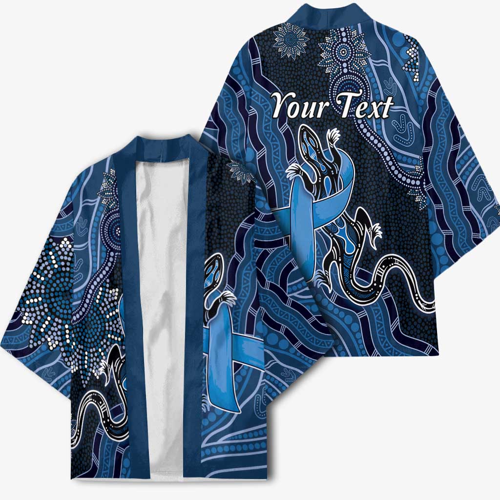 Personalised Autism Awareness Kimono Hope Ribbon And Aboriginal Patterns