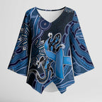 Personalised Autism Awareness Kimono Sleeve Blouse Hope Ribbon And Aboriginal Patterns