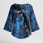Personalised Autism Awareness Kimono Sleeve Blouse Hope Ribbon And Aboriginal Patterns