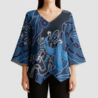 Personalised Autism Awareness Kimono Sleeve Blouse Hope Ribbon And Aboriginal Patterns