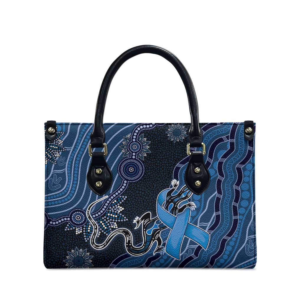 Autism Awareness Leather Bag Hope Ribbon And Aboriginal Patterns