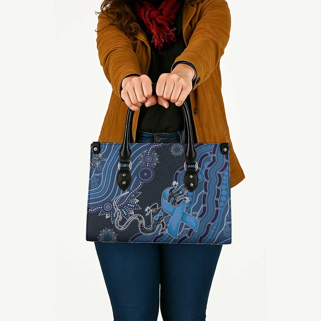 Autism Awareness Leather Bag Hope Ribbon And Aboriginal Patterns