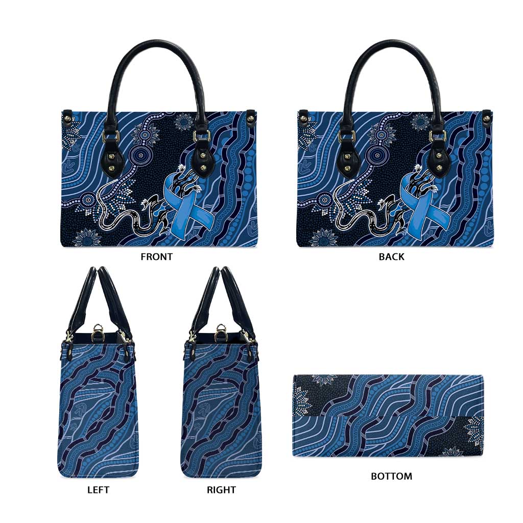 Autism Awareness Leather Bag Hope Ribbon And Aboriginal Patterns
