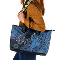 Autism Awareness Leather Tote Bag Hope Ribbon And Aboriginal Patterns
