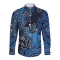 Personalised Autism Awareness Long Sleeve Button Shirt Hope Ribbon And Aboriginal Patterns