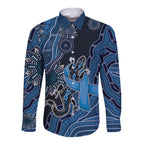 Personalised Autism Awareness Long Sleeve Button Shirt Hope Ribbon And Aboriginal Patterns