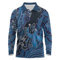Personalised Autism Awareness Long Sleeve Polo Shirt Hope Ribbon And Aboriginal Patterns