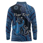 Personalised Autism Awareness Long Sleeve Polo Shirt Hope Ribbon And Aboriginal Patterns
