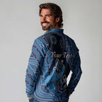 Personalised Autism Awareness Long Sleeve Polo Shirt Hope Ribbon And Aboriginal Patterns