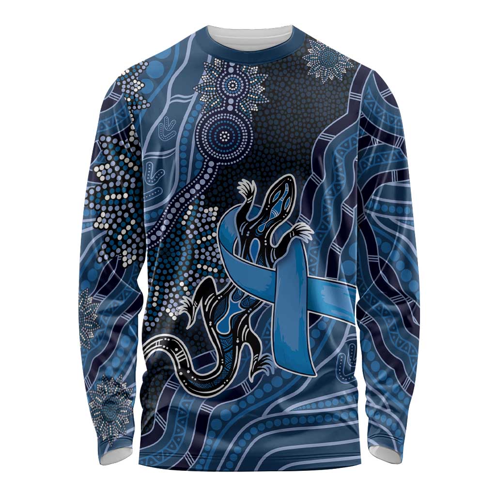 Personalised Autism Awareness Long Sleeve Shirt Hope Ribbon And Aboriginal Patterns