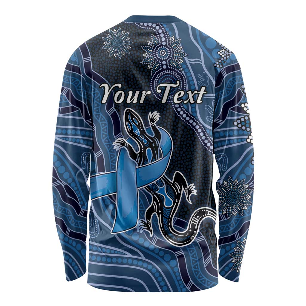 Personalised Autism Awareness Long Sleeve Shirt Hope Ribbon And Aboriginal Patterns