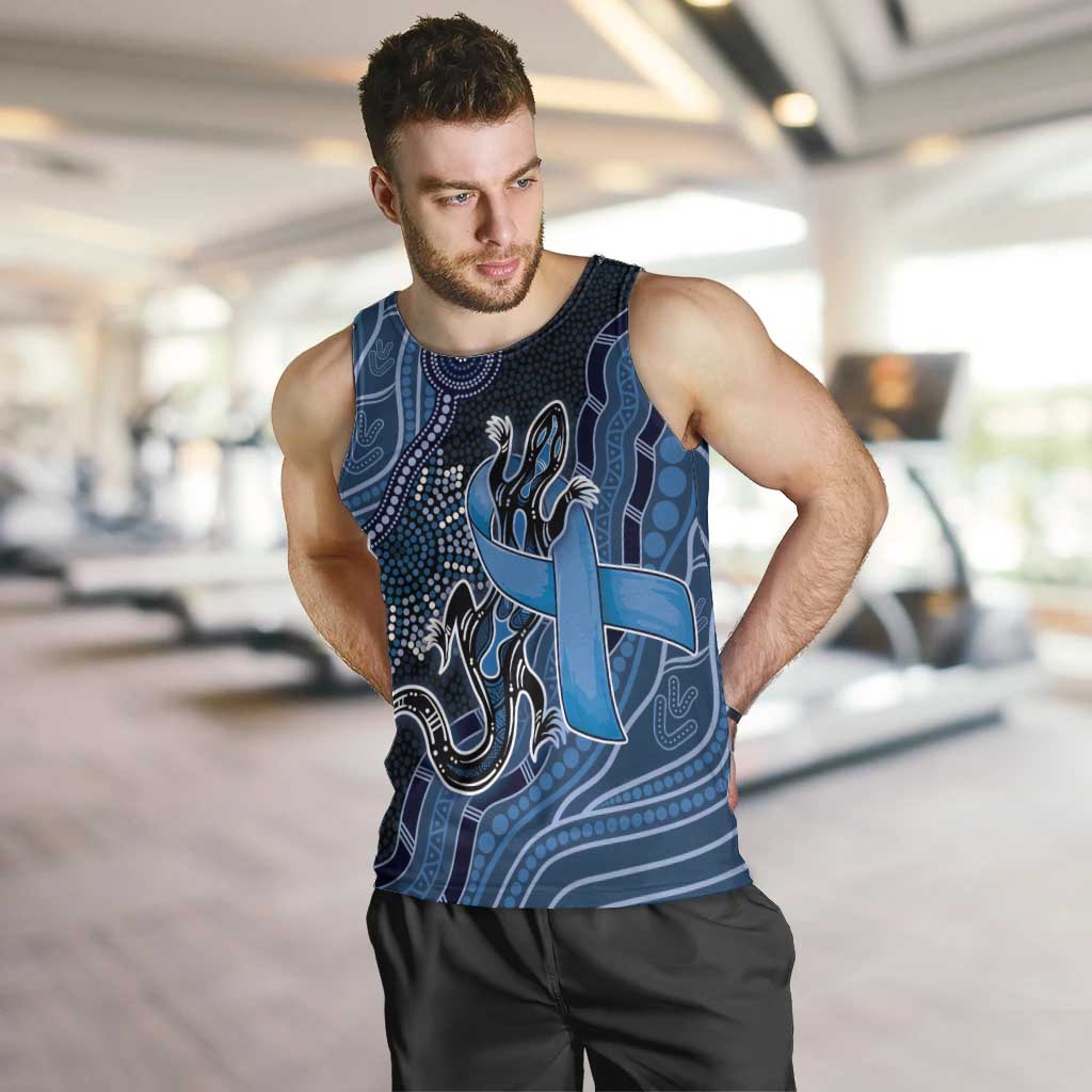 Personalised Autism Awareness Men Tank Top Hope Ribbon And Aboriginal Patterns