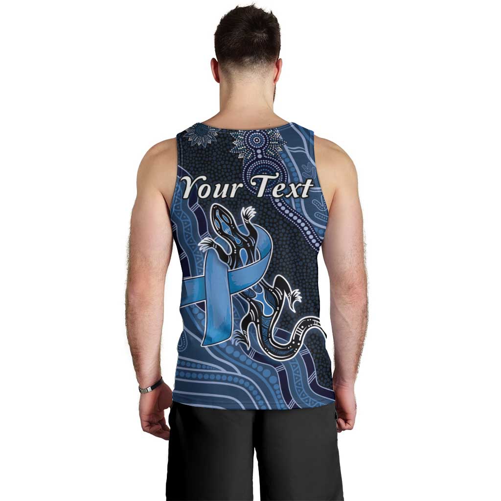 Personalised Autism Awareness Men Tank Top Hope Ribbon And Aboriginal Patterns