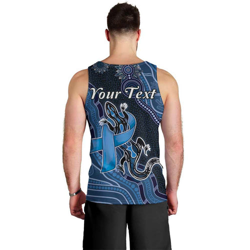 Personalised Autism Awareness Men Tank Top Hope Ribbon And Aboriginal Patterns