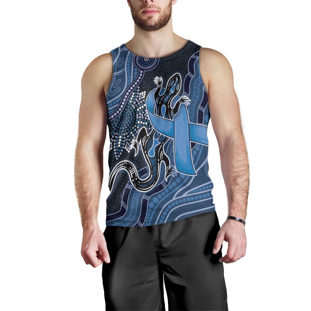 Personalised Autism Awareness Men Tank Top Hope Ribbon And Aboriginal Patterns