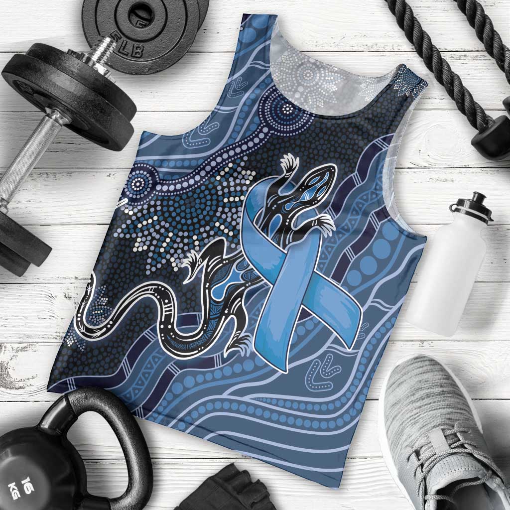Personalised Autism Awareness Men Tank Top Hope Ribbon And Aboriginal Patterns