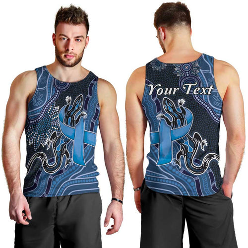 Personalised Autism Awareness Men Tank Top Hope Ribbon And Aboriginal Patterns