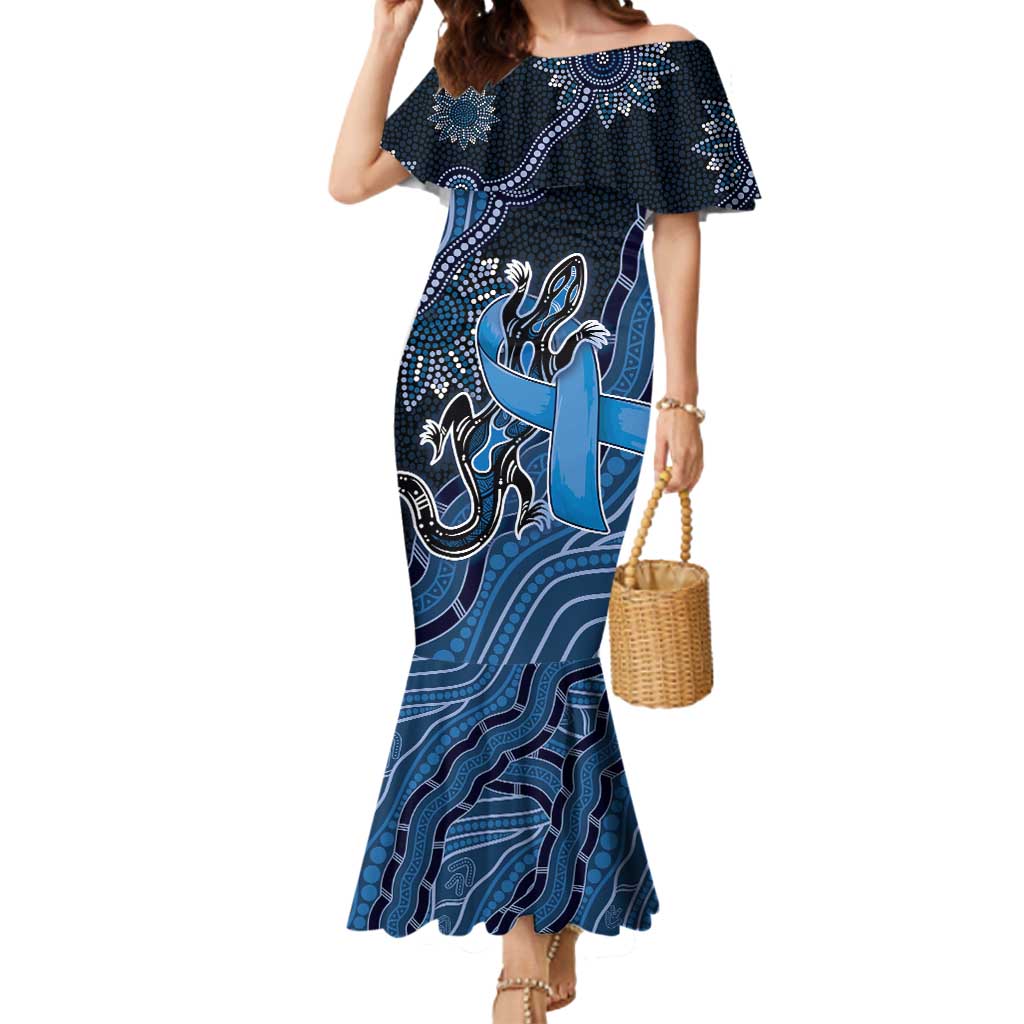 Personalised Autism Awareness Mermaid Dress Hope Ribbon And Aboriginal Patterns