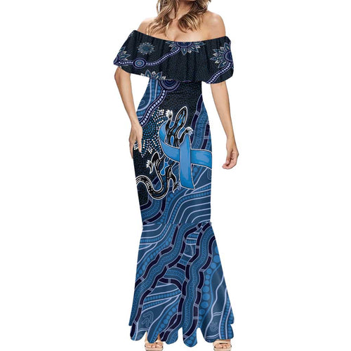 Personalised Autism Awareness Mermaid Dress Hope Ribbon And Aboriginal Patterns
