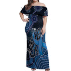 Personalised Autism Awareness Off Shoulder Maxi Dress Hope Ribbon And Aboriginal Patterns