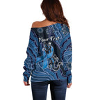 Personalised Autism Awareness Off Shoulder Sweater Hope Ribbon And Aboriginal Patterns