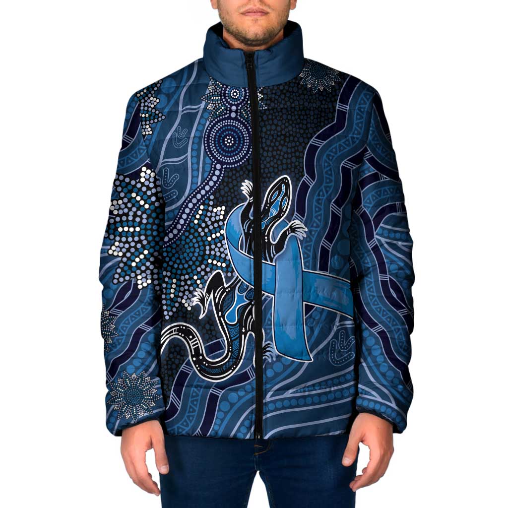 Personalised Autism Awareness Padded Jacket Hope Ribbon And Aboriginal Patterns