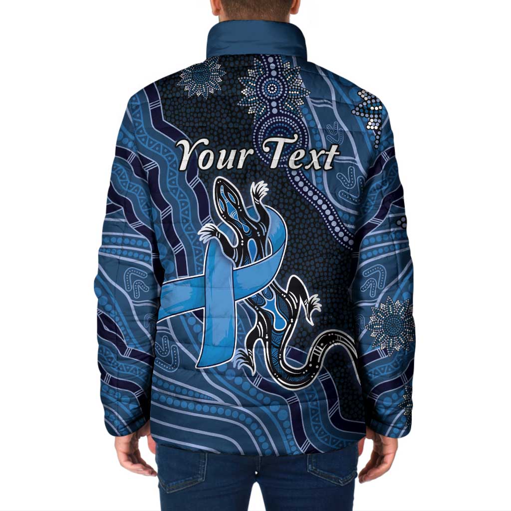 Personalised Autism Awareness Padded Jacket Hope Ribbon And Aboriginal Patterns