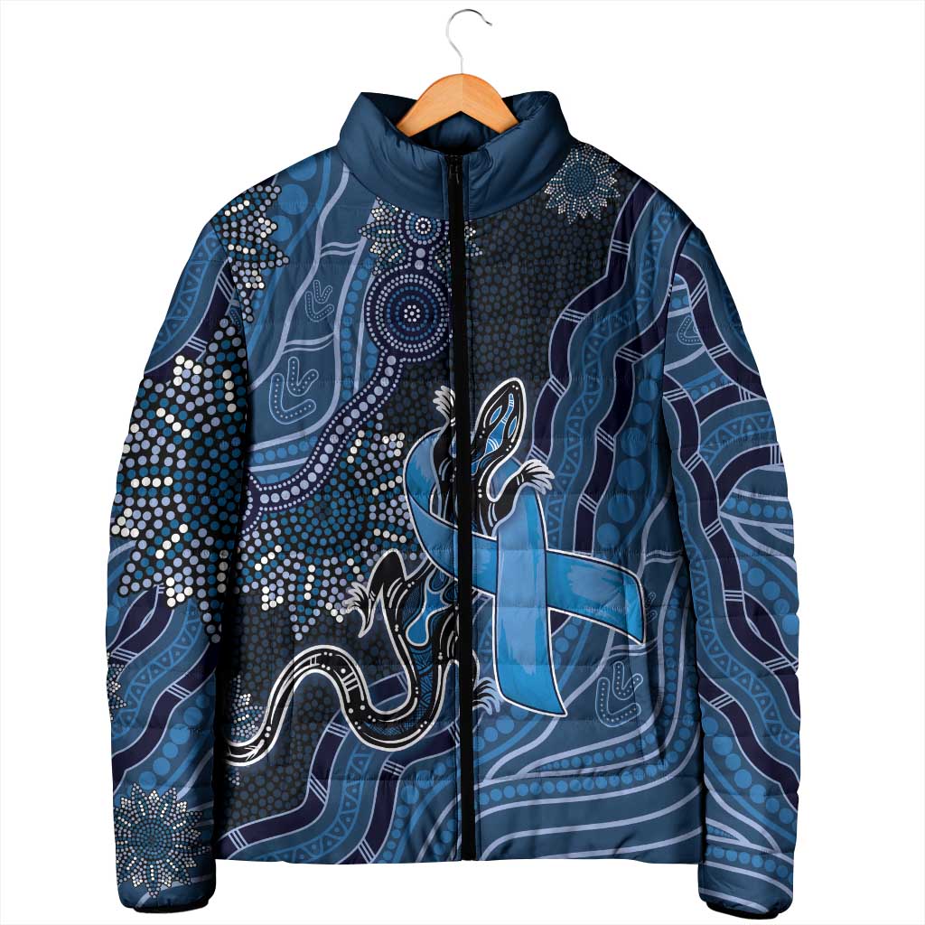 Personalised Autism Awareness Padded Jacket Hope Ribbon And Aboriginal Patterns