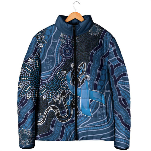 Personalised Autism Awareness Padded Jacket Hope Ribbon And Aboriginal Patterns