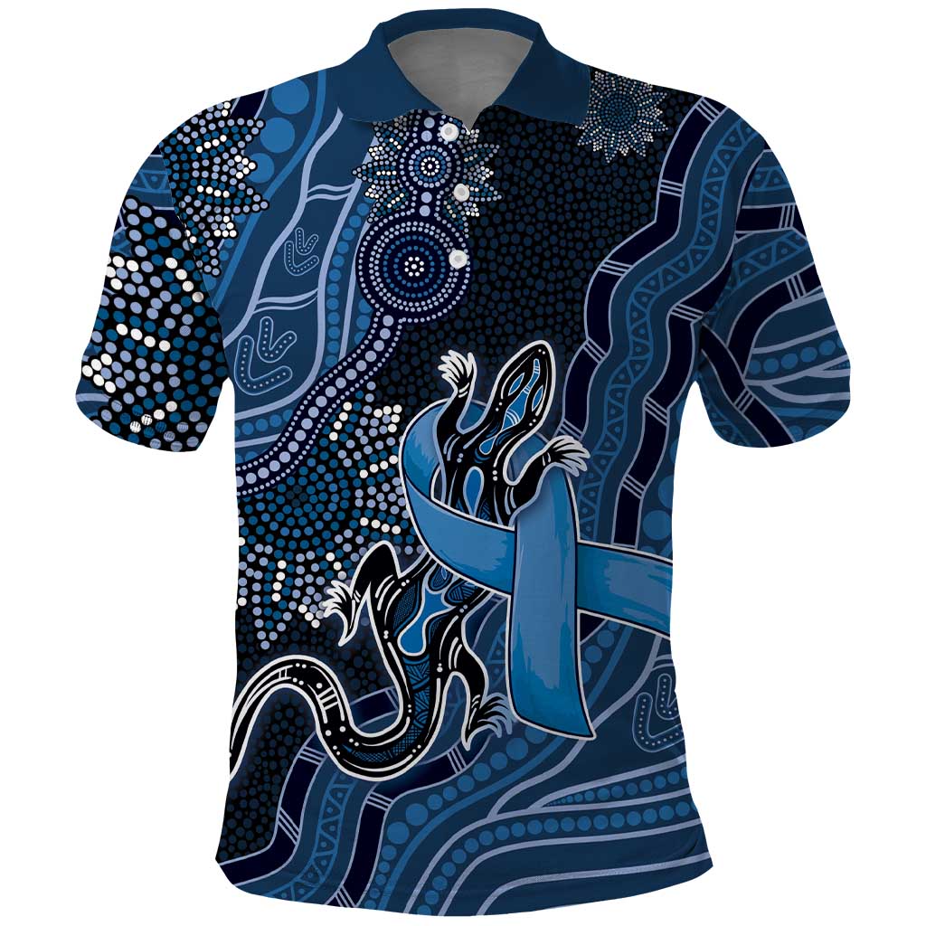 Personalised Autism Awareness Polo Shirt Hope Ribbon And Aboriginal Patterns