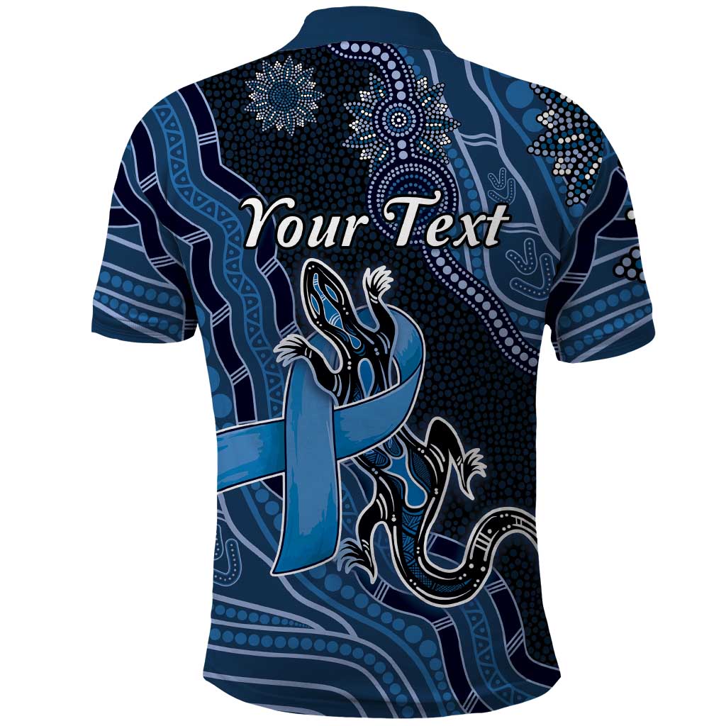 Personalised Autism Awareness Polo Shirt Hope Ribbon And Aboriginal Patterns