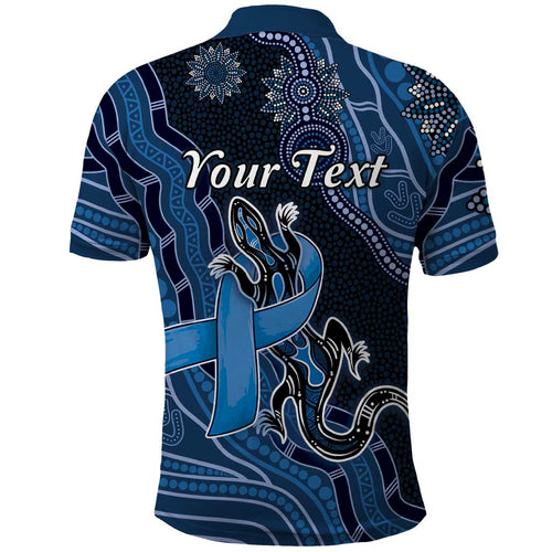 Personalised Autism Awareness Polo Shirt Hope Ribbon And Aboriginal Patterns
