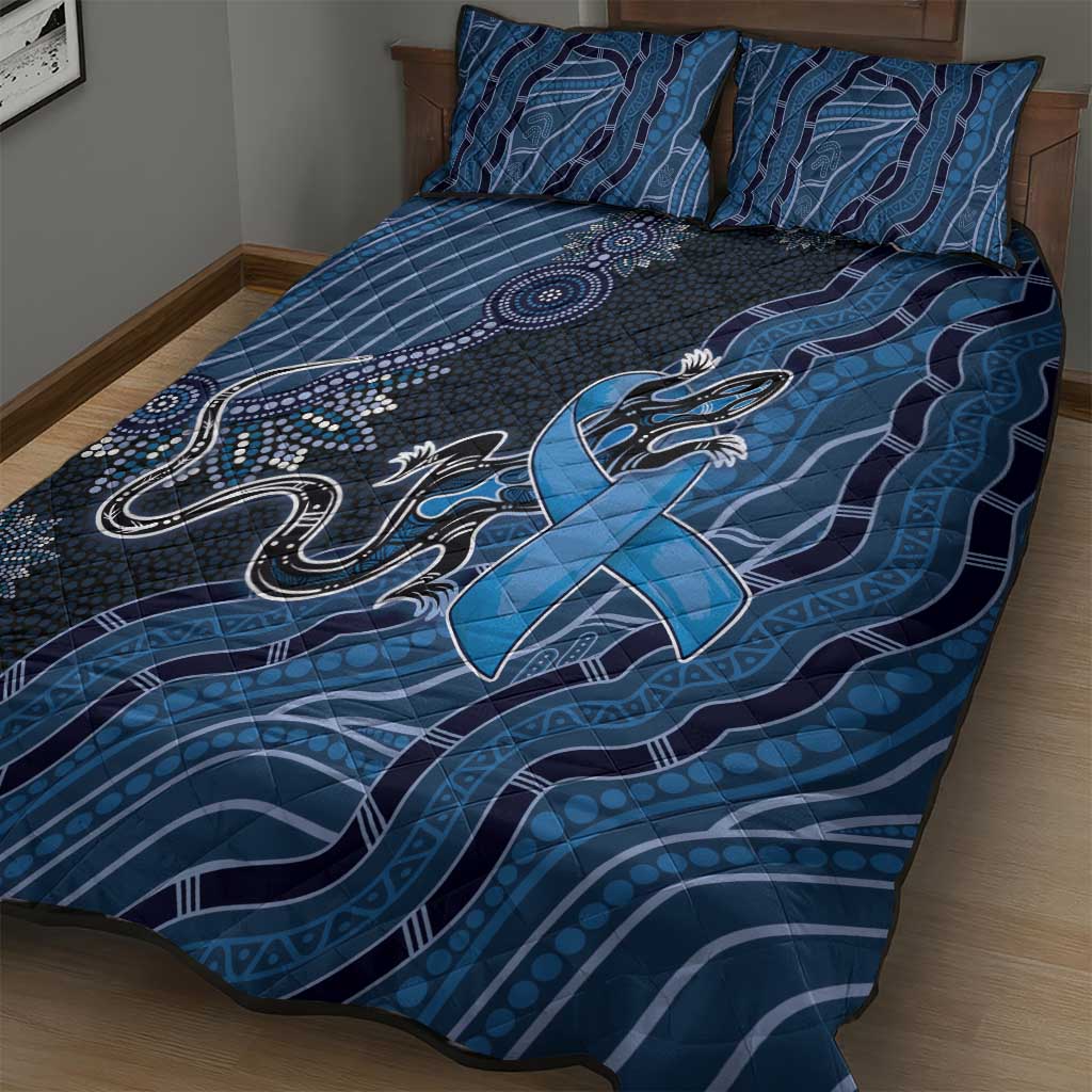 Autism Awareness Quilt Bed Set Hope Ribbon And Aboriginal Patterns