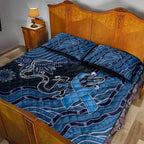 Autism Awareness Quilt Bed Set Hope Ribbon And Aboriginal Patterns