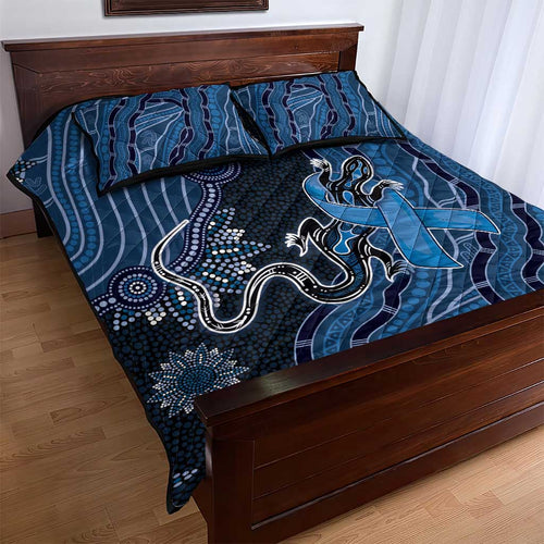 Autism Awareness Quilt Bed Set Hope Ribbon And Aboriginal Patterns